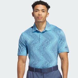 Adidas Ultimate365 Allover Print Golf Polo Shirt Men’s Large Blue Gray EUC